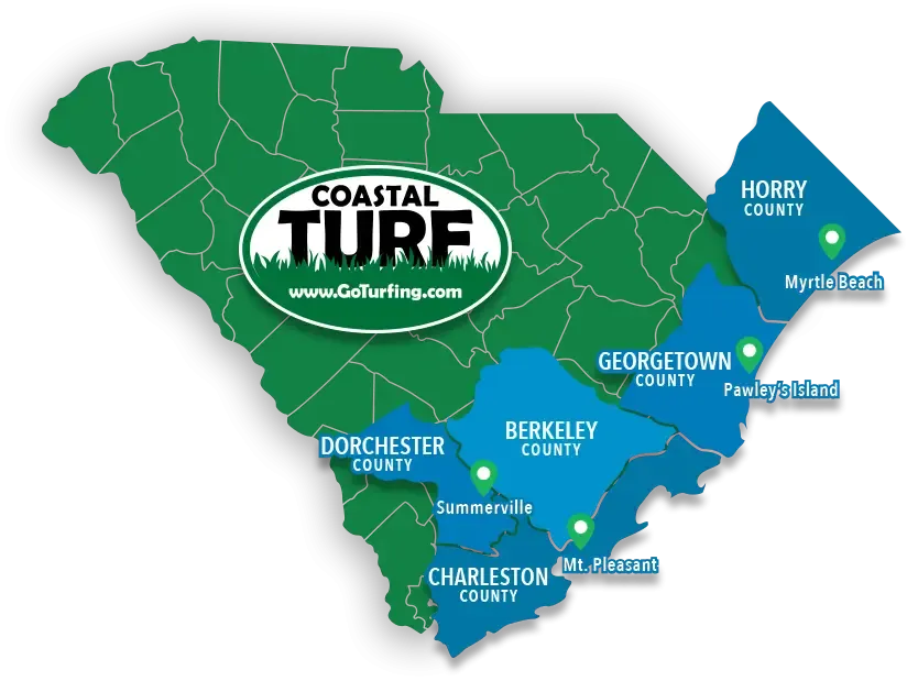 Coastal Turf service area across coastal South Carolina